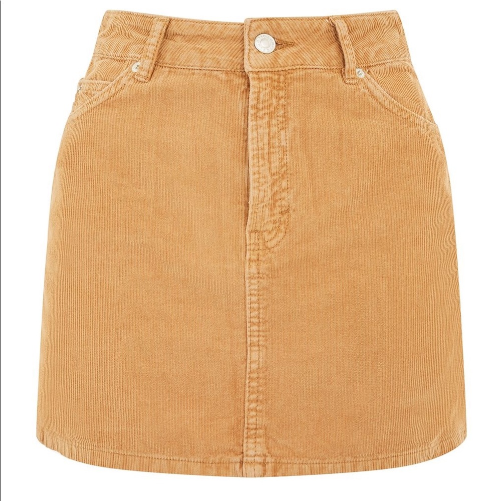 Topshop Moto Camel Cord Mini Skirt.